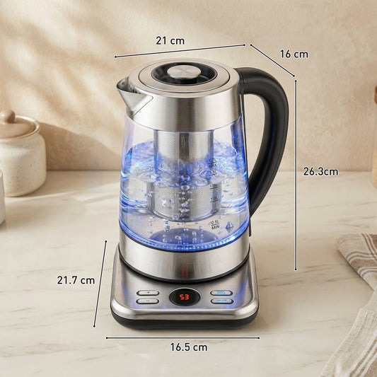 HOMCOM Electric Kettle, 1.7L Fast Boil 3KW Water Kettle with UK Strix Thermostat, Tea Infuser, Keep Warm Function