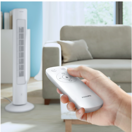 Philips CX5535/00 white tower fan touchscreen panel detail