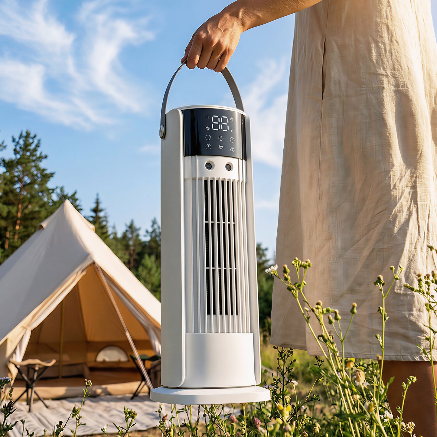HOMCOM Tower Fan for Bedroom, 16 Inch Mist Desktop Fan with DC Motor, 3 Speeds, 90° Oscillation, 10H Timer, for Home Office