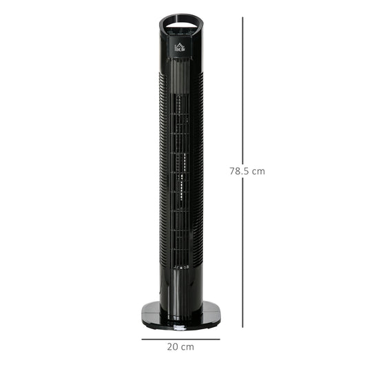 HOMCOM 31" Freestanding Tower Fan, 3 Speed 3 Mode, 7.5H Timer, Oscillating, LED Panel, Remote Control, 31 Inch Standing Fan, Black