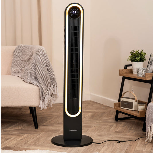 Rediffusion Halo Tower Fan Black ambient glow light
