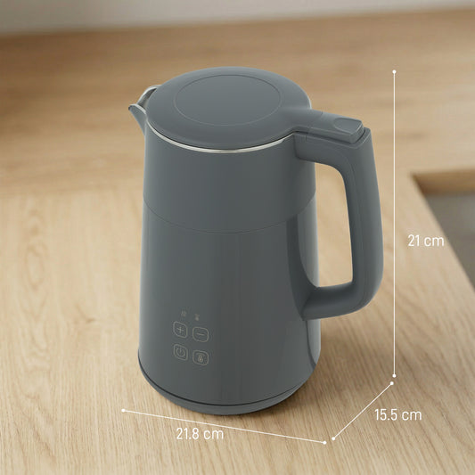 HOMCOM Electric Kettle, 1.7L Fast Boil 3kW Water Kettle with UK Strix Thermostat, LED Display, Keep Warm Function, Grey