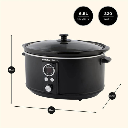 Hamilton Beach Digital 6.5L Oval Slow Cooker – Black