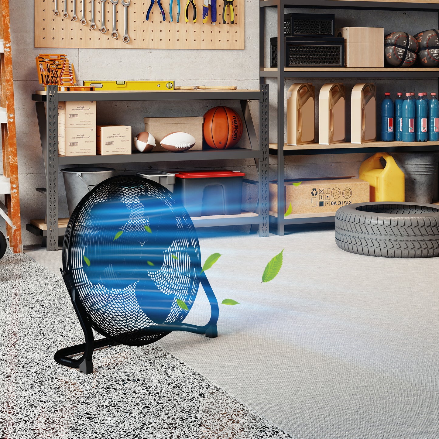 HOMCOM Metal Floor Fan with Tilting, High Velocity, 3 Speed, Portable Gym Fan for Home Office, Black