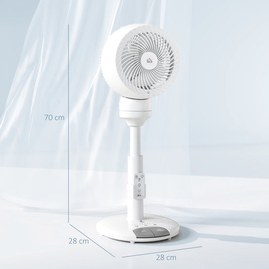 HOMCOM Standing Fan for Bedroom, 28" Pedestal Fan with Remote, 70° Oscillating, 90° Vertical Tilt, 3 Speeds, Adjustable Height, 7H Timer, Foot Button, White
