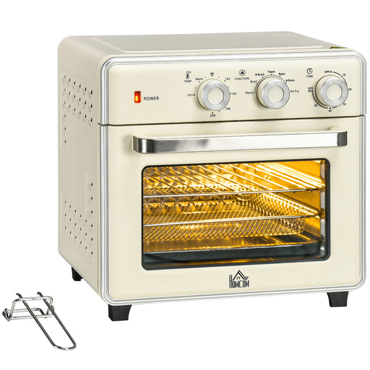 HOMCOM 20L 90-230°C Mini Electric Oven - Cream