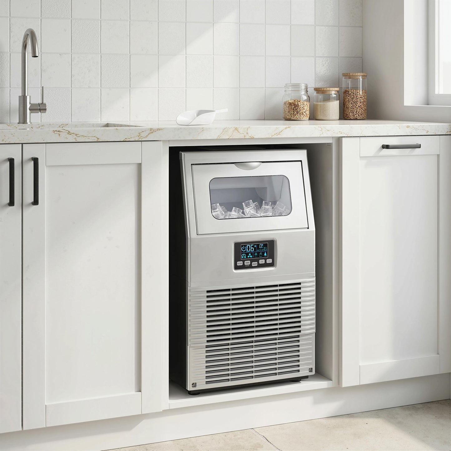 HOMCOM Commercial Ice Maker with 4kg Ice Storage - Silver Tone