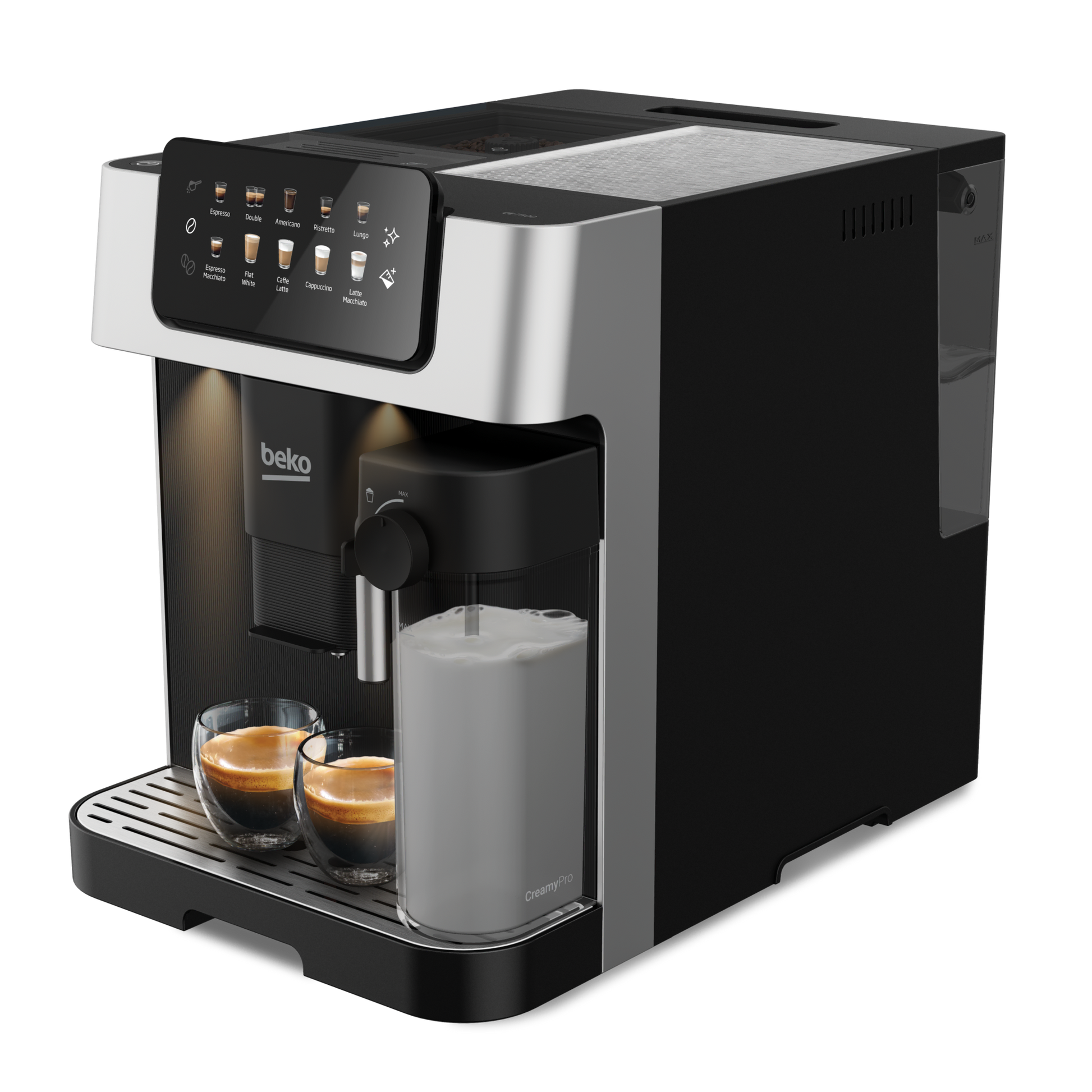 Beko CEG7304X - integrated milk jug and automatic milk frothing system