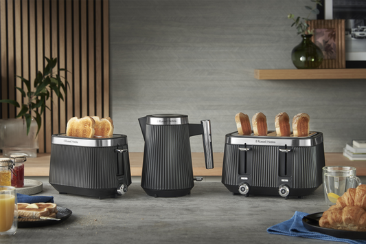 Russell Hobbs Bronte Matte Black Collection on worktop