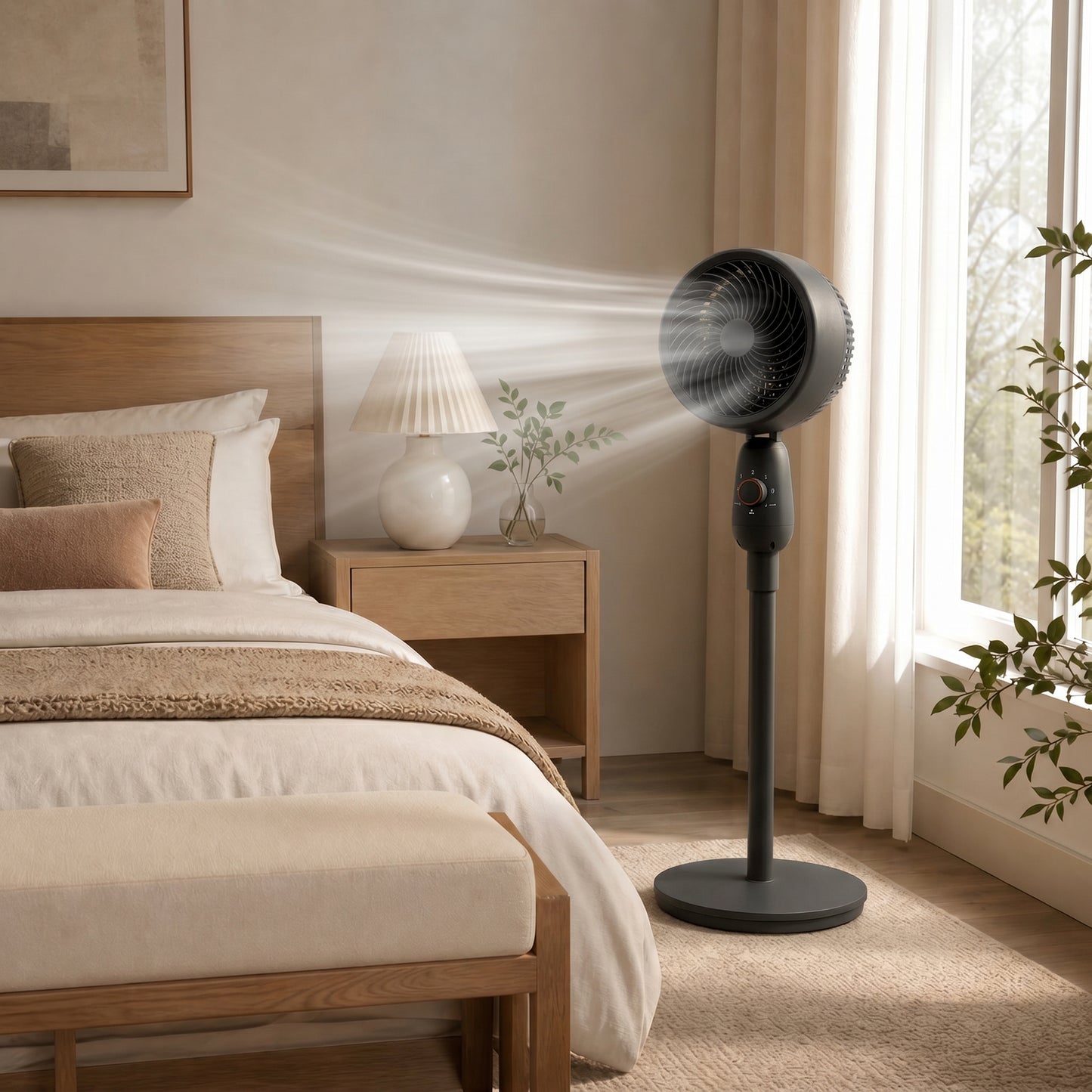 HOMCOM Pedestal Fan, Powerful Air Circulator, 36 Inch Floor Standing Fan with 3 Speed Settings, 70° Oscillating for Bedroom, Home and Office, Black