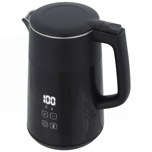 HOMCOM Electric Kettle, 1.7L Fast Boil 3kW Water Kettle with UK Strix Thermostat, LED Display, Keep Warm Function, Black