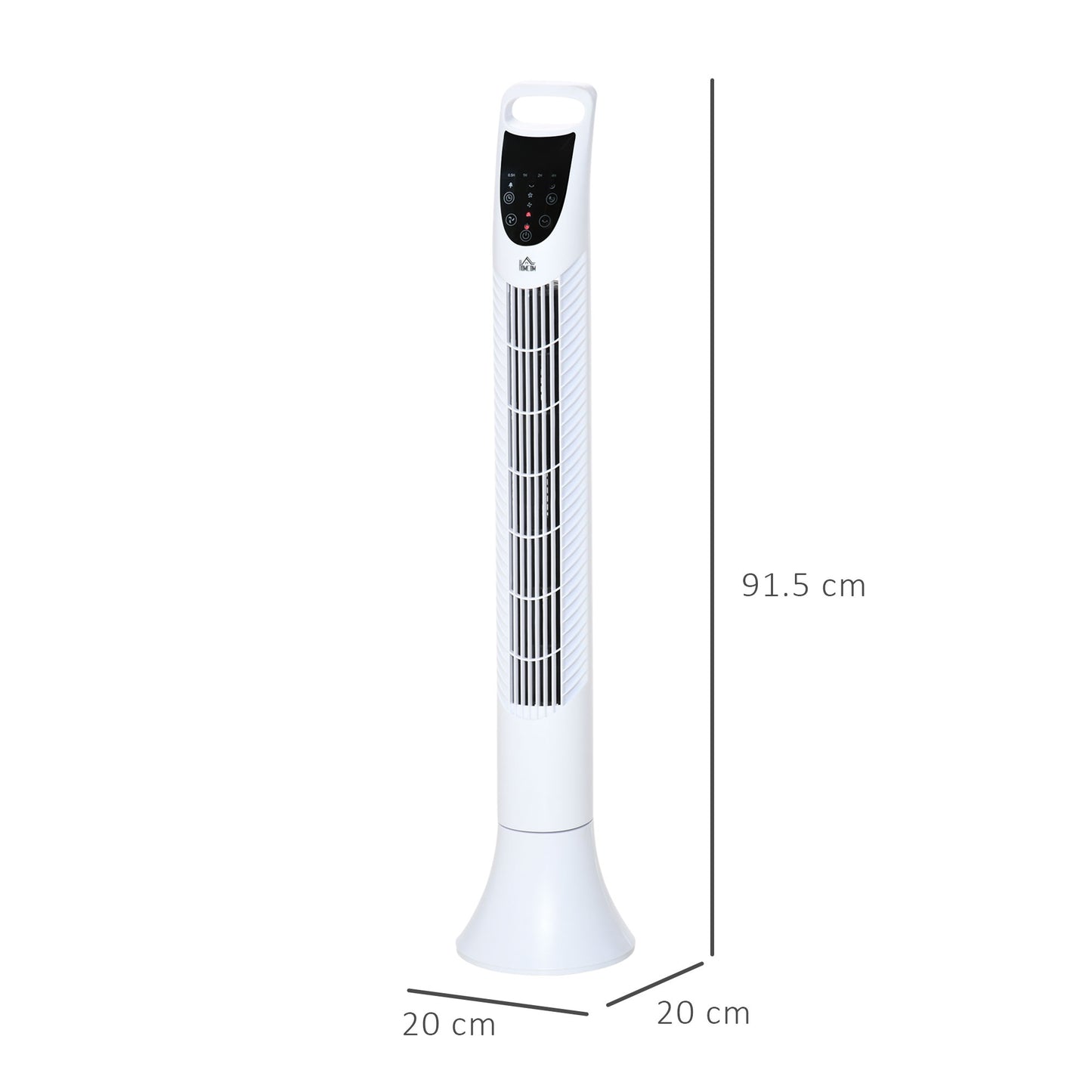 HOMCOM 36" Freestanding Tower Fan, Pedestal Fan with 3 Speed 3 Mode, 7.5h Timer, 70 Degree Oscillation, LCD Panel, 5M Remote Controller, White