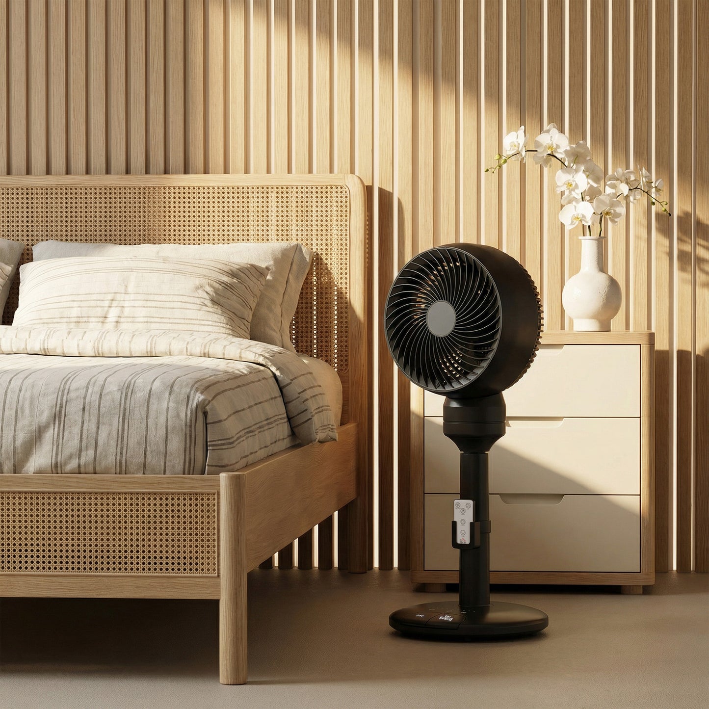 HOMCOM Air Circulator Fan Pedestal Cooling Fan with 3 Speed 3 Mode and Remote Control, 9 Inch, Black