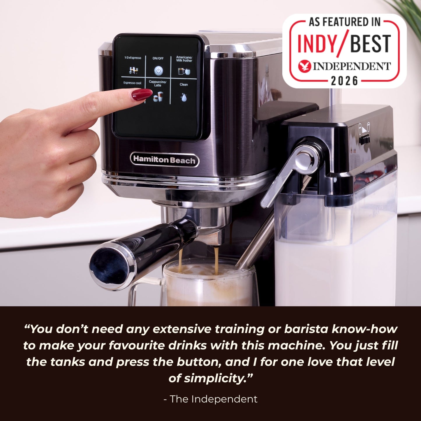 Hamilton Beach BaristaPro+ Touch 8-in-1 - Integrated Milk System