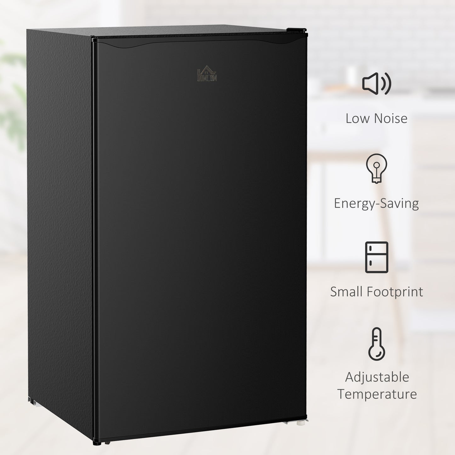 HOMCOM Under Counter Fridge, 91L Small Fridge with Chiller Box, Removable Shelf, Reversible Door, Adjustable Legs, Mini Refrigerator, Black