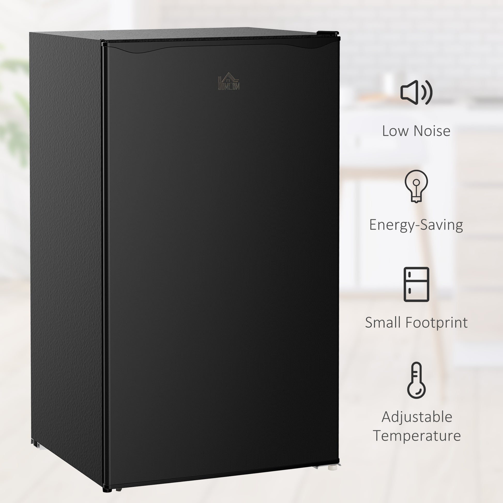 HOMCOM Under Counter Fridge, 91L Small Fridge with Chiller Box, Removable Shelf, Reversible Door, Adjustable Legs, Mini Refrigerator, Black