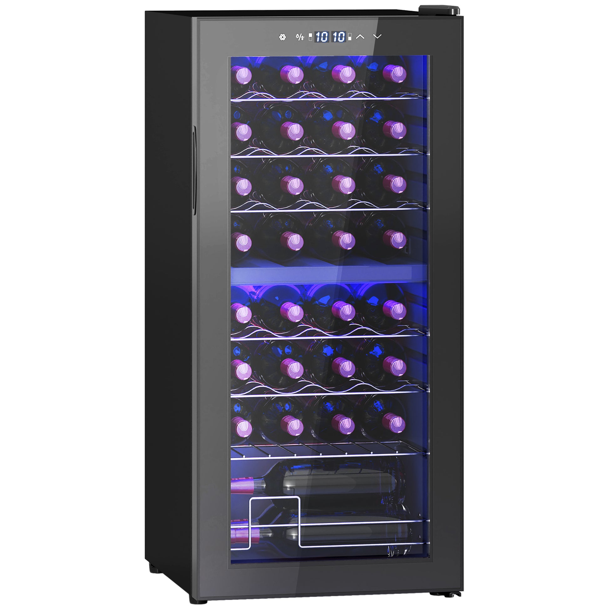 HOMCOM 32-Bottle Narrow Wine Fridge, with Lights - Black