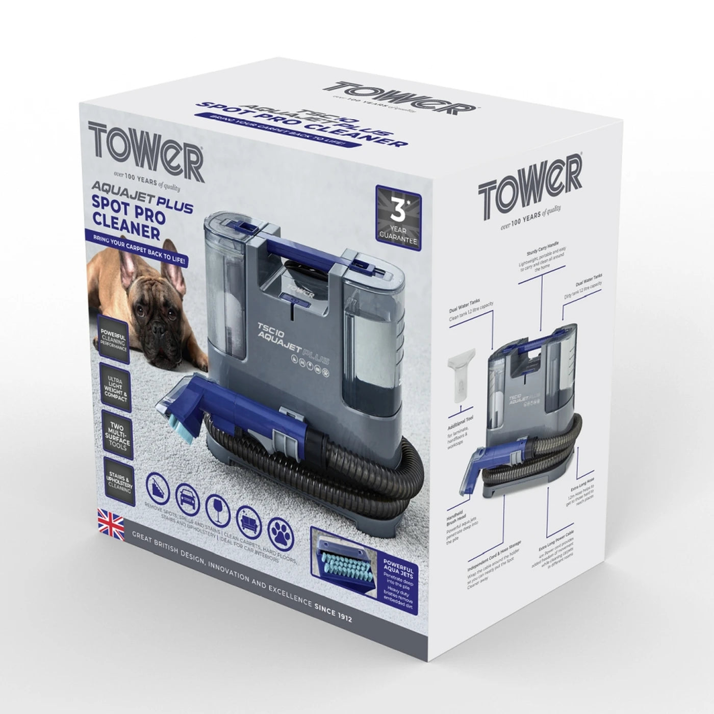 Tower TSC10 AquaJetPlus Bärbar Fläckrensare T548005