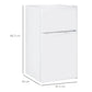 HOMCOM 88L Under Counter Fridge Freezer, Small Refrigerator with 5-Setting, 3 Star Freezer Rating, White