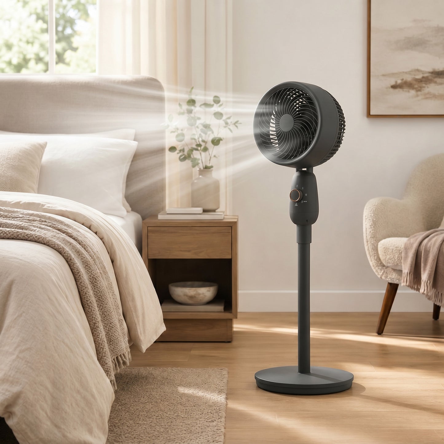 HOMCOM Pedestal Fan, Powerful Air Circulator, 36 Inch Floor Standing Fan with 3 Speed Settings, 70° Oscillating for Bedroom, Home and Office, Black