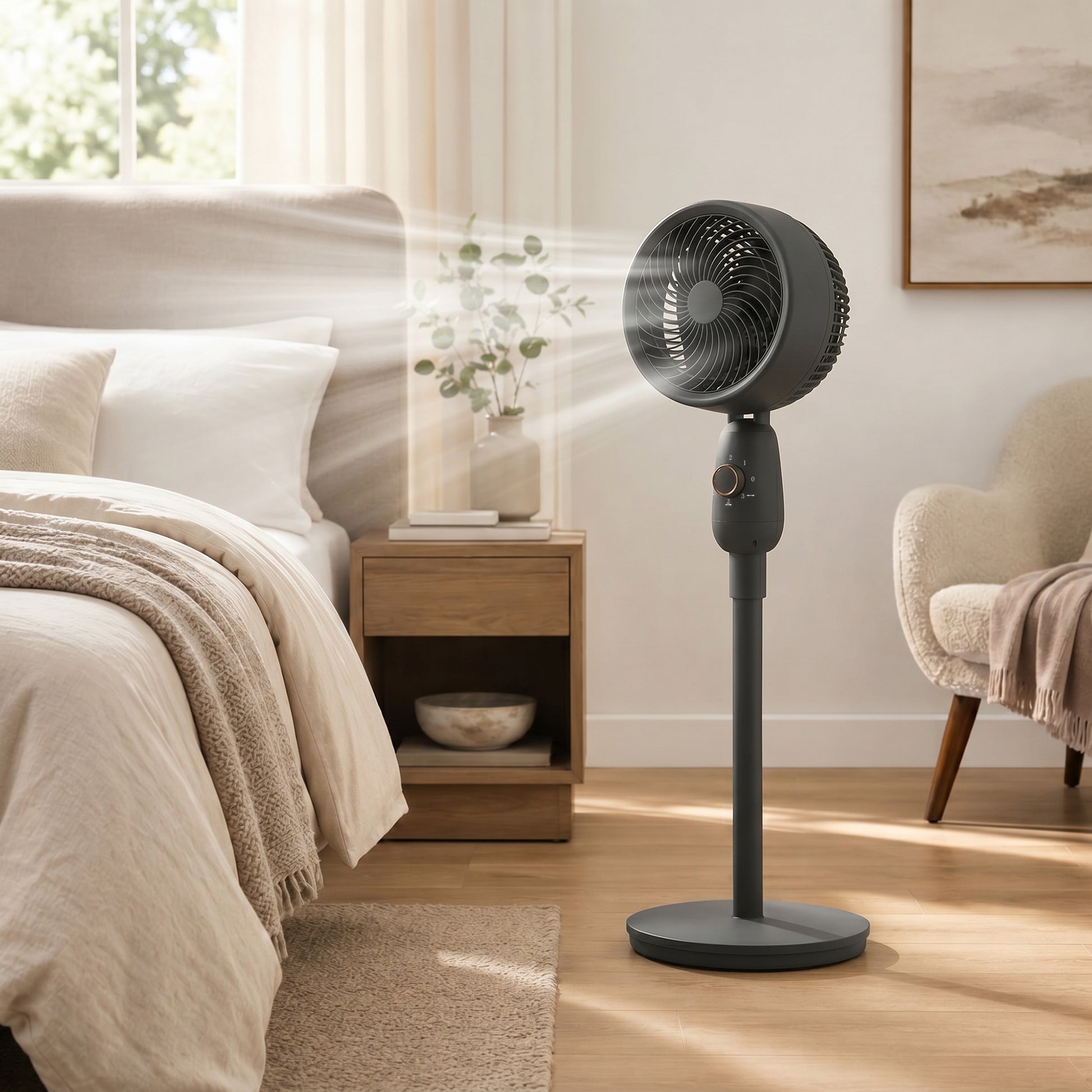 HOMCOM Pedestal Fan, Powerful Air Circulator, 36 Inch Floor Standing Fan with 3 Speed Settings, 70° Oscillating for Bedroom, Home and Office, Black