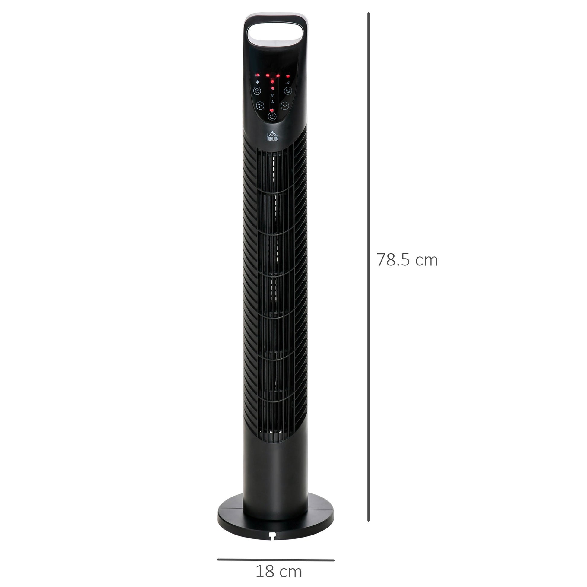HOMCOM 31 Inch Bladeless Oscillating Tower Fan with 70° Oscillation, Remote Control, 7.5H Timer, 3 Speed 3 Modes, Electric Floor Standing Cooling Fan for Home Bedroom Office, Black