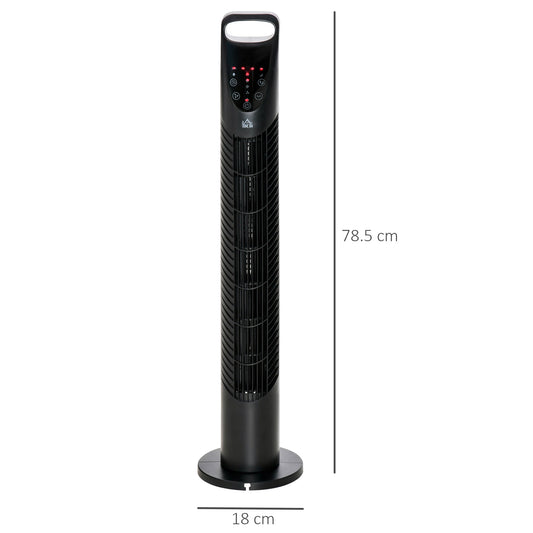 HOMCOM 31 Inch Bladeless Oscillating Tower Fan with 70° Oscillation, Remote Control, 7.5H Timer, 3 Speed 3 Modes, Electric Floor Standing Cooling Fan for Home Bedroom Office, Black