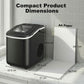 HOMCOM Countertop Ice Maker Machine 9 Cubes in 7 Mins Portable Ice Machine Ice Scoop and Basket 2 Sizes Black