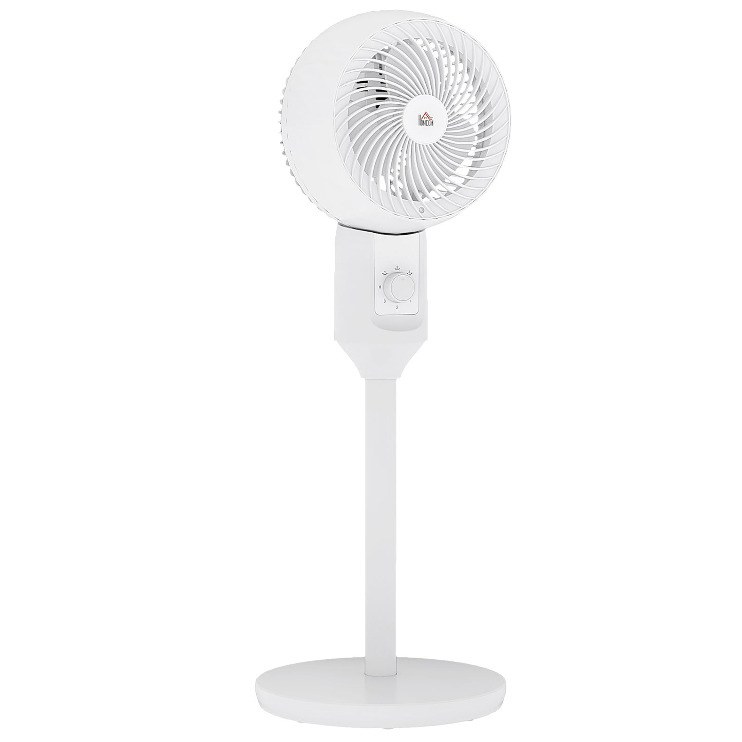HOMCOM 32" Pedestal Fan, 70° Oscillating 90° Vertical Tilt Air Circulator with 3 Speeds, Standing Fan for Home Office, Bedroom, White