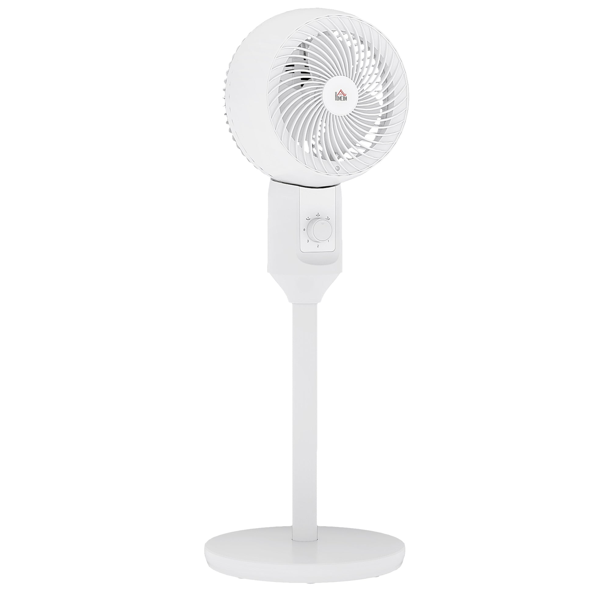 HOMCOM 32" Pedestal Fan, 70° Oscillating 90° Vertical Tilt Air Circulator with 3 Speeds, Standing Fan for Home Office, Bedroom, White