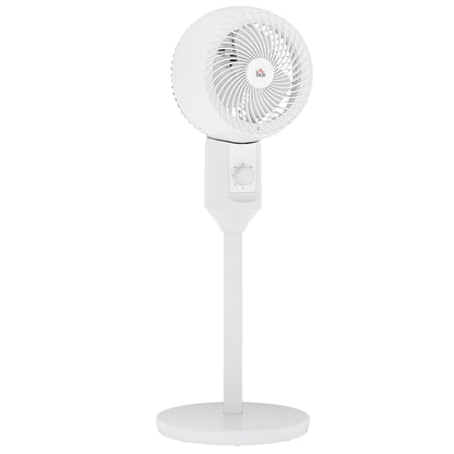 HOMCOM 32" Pedestal Fan, 70° Oscillating 90° Vertical Tilt Air Circulator with 3 Speeds, Standing Fan for Home Office, Bedroom, White