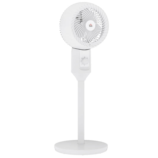 HOMCOM 32" Pedestal Fan, 70° Oscillating 90° Vertical Tilt Air Circulator with 3 Speeds, Standing Fan for Home Office, Bedroom, White