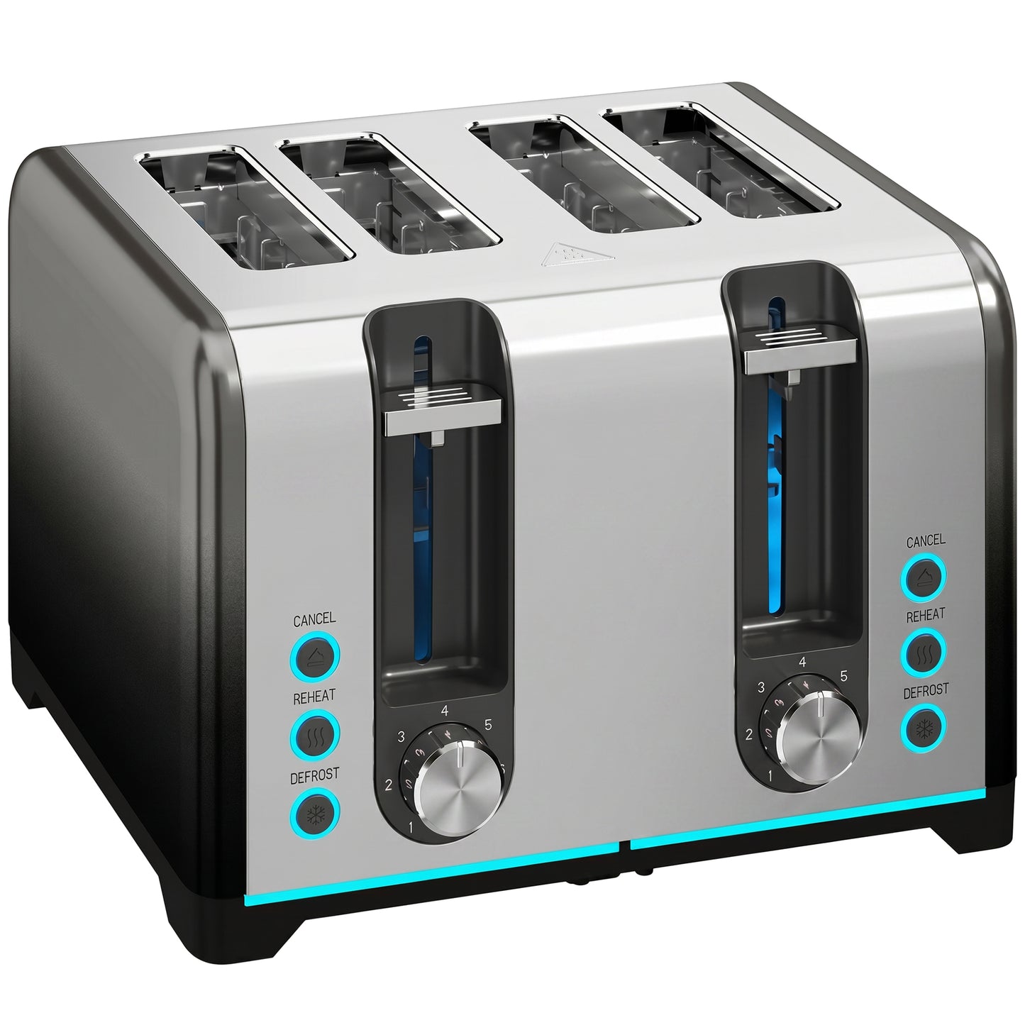 HOMCOM 4 Slice Toaster with 7 Browning Levels, Reheat, Defrost and Cancel Functions