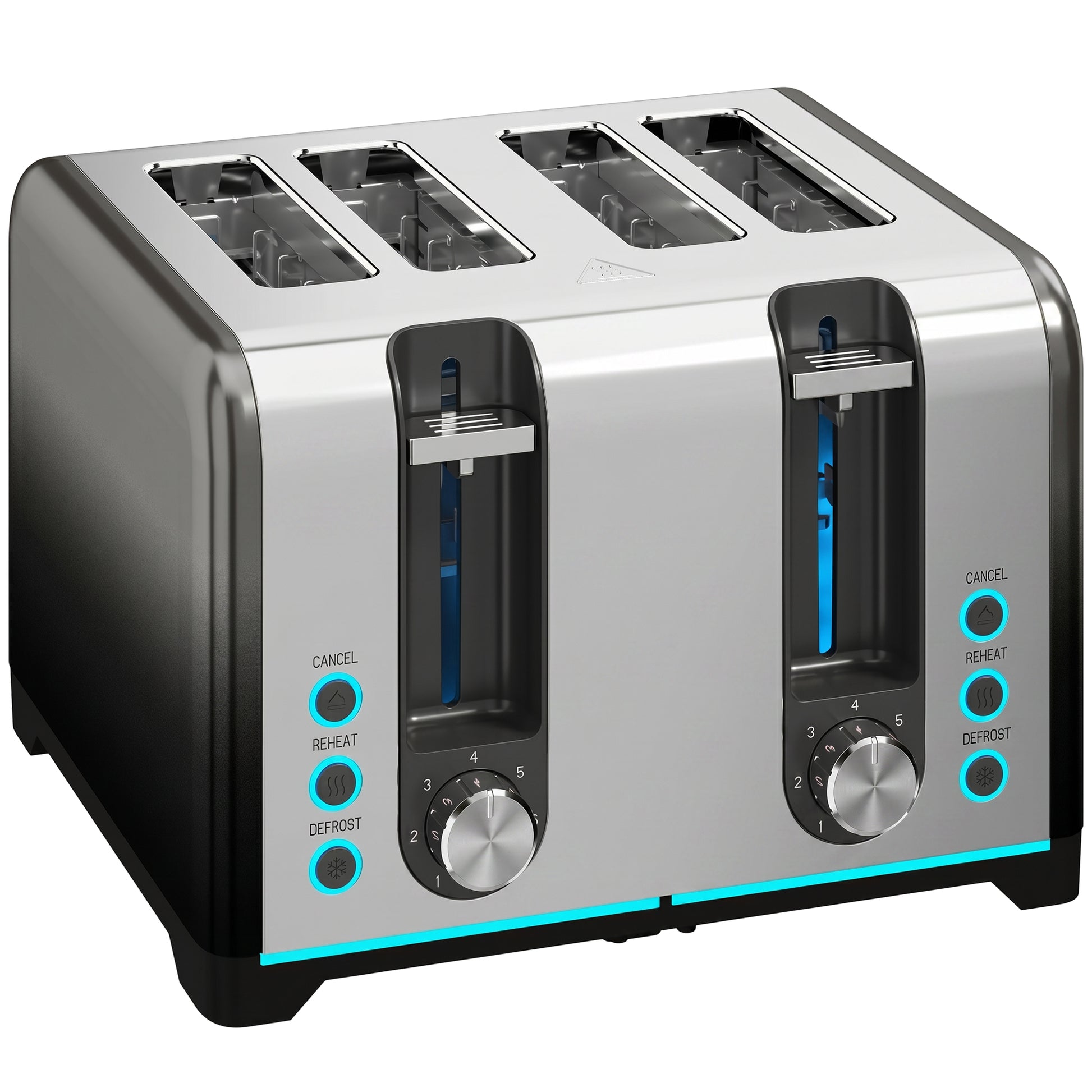 HOMCOM 4 Slice Toaster with 7 Browning Levels, Reheat, Defrost and Cancel Functions