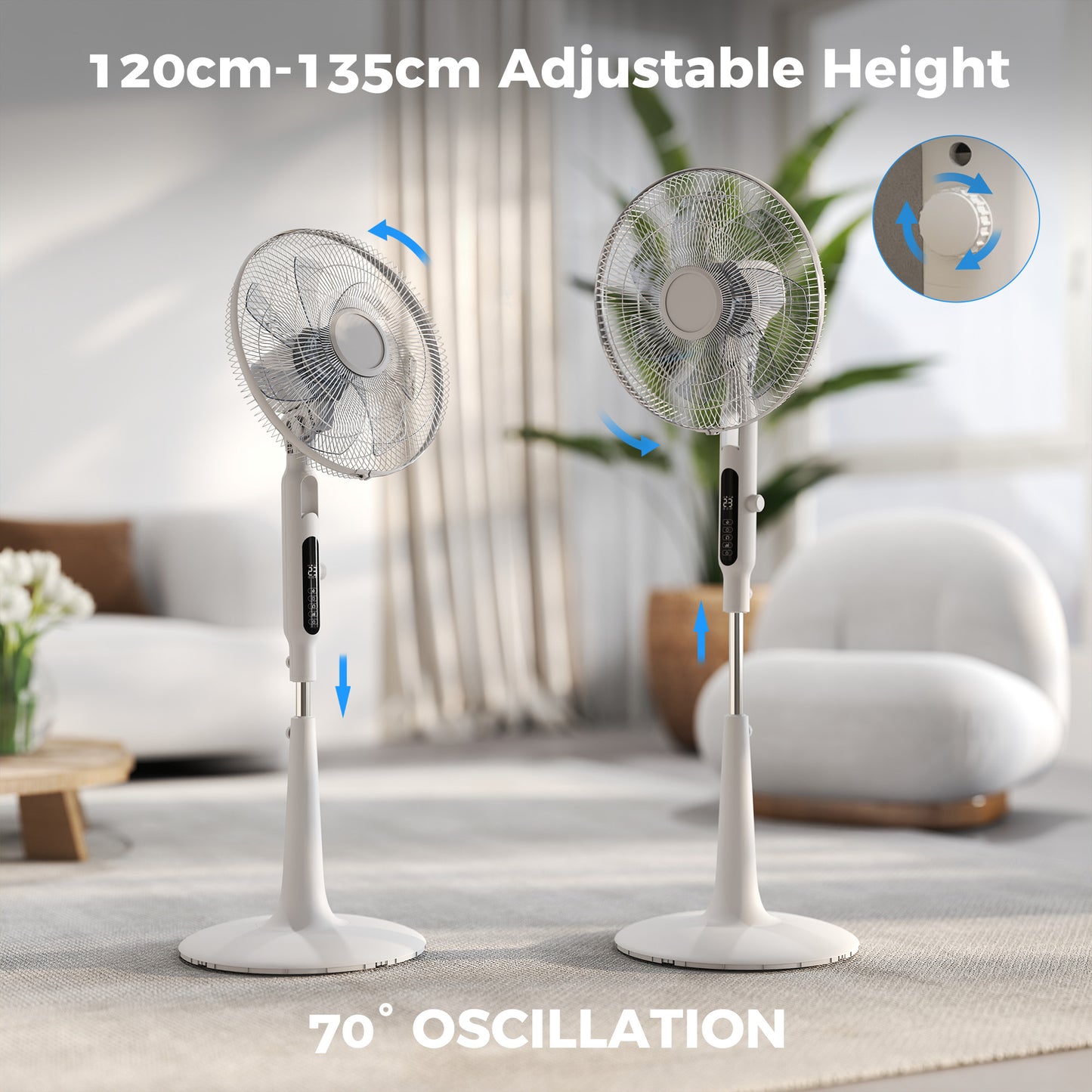 HOMCOM Three Mode Pedestal Fan, with Insect Repellant Box and LED Panel - White