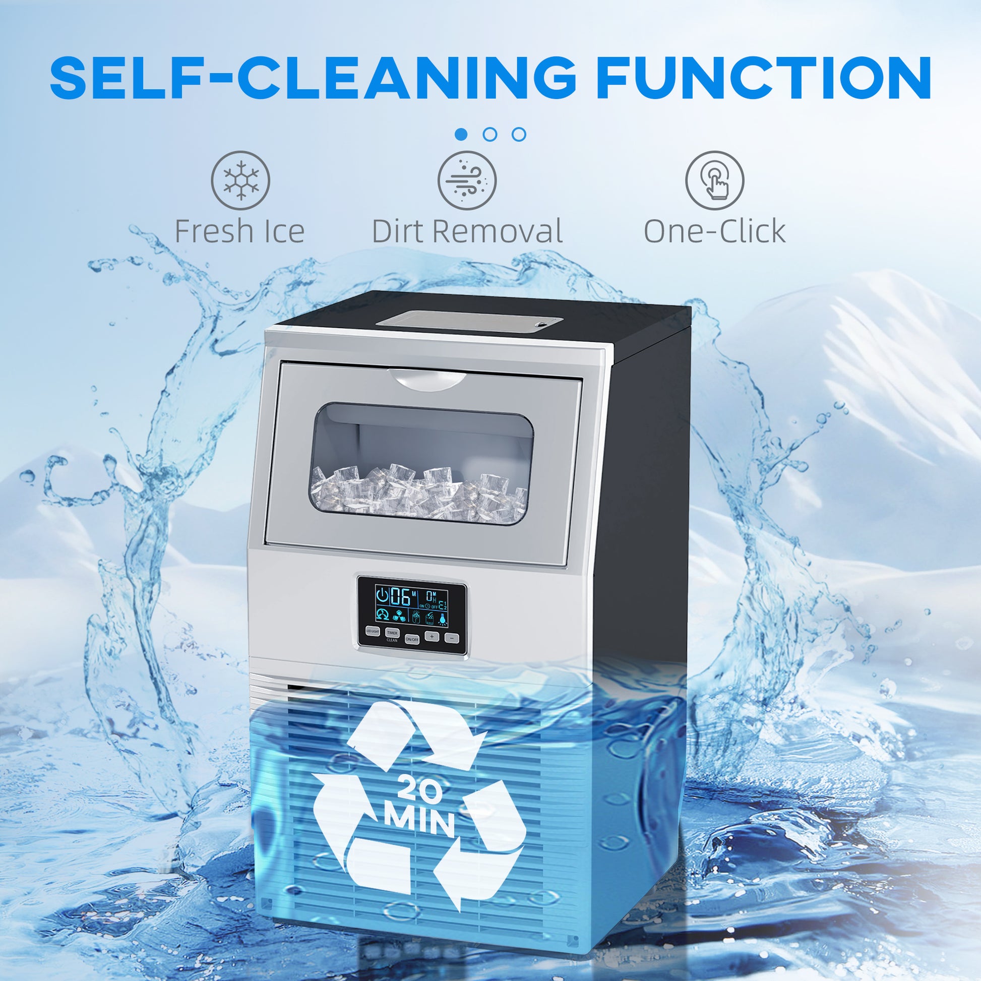 HOMCOM Commercial Ice Maker with 4kg Ice Storage - Silver Tone