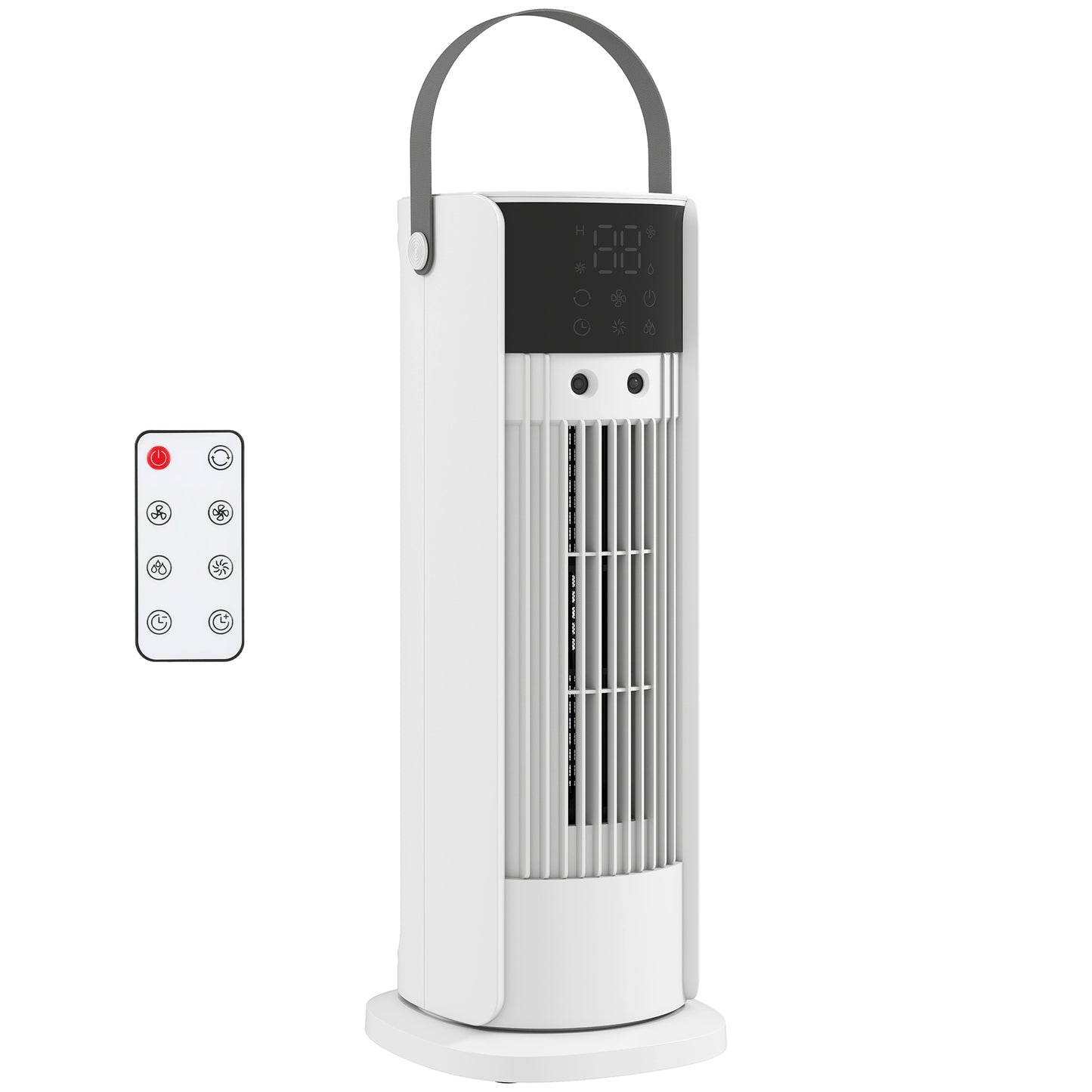 HOMCOM Tower Fan for Bedroom, 16 Inch Mist Desktop Fan with DC Motor, 3 Speeds, 90° Oscillation, 10H Timer, for Home Office