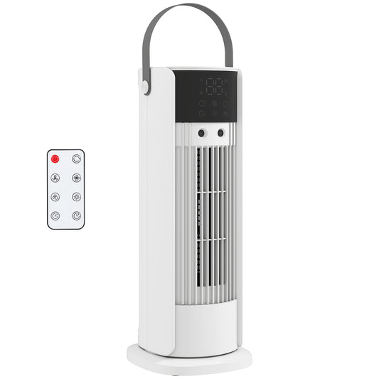 HOMCOM Tower Fan for Bedroom, 16 Inch Mist Desktop Fan with DC Motor, 3 Speeds, 90° Oscillation, 10H Timer, for Home Office