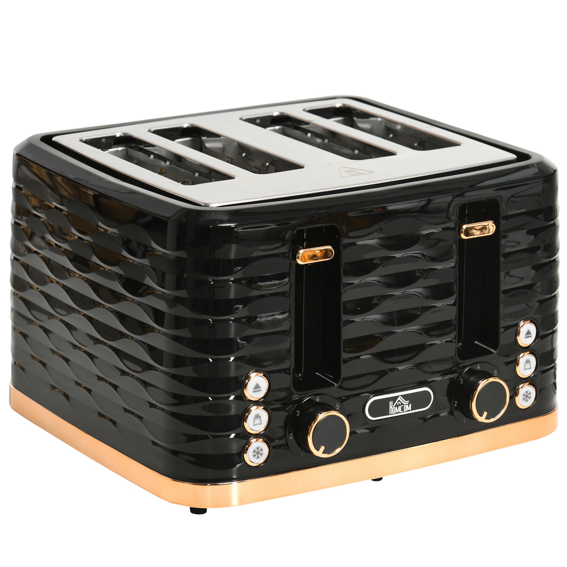 HOMCOM Four-Slice Rippled Toaster - Black