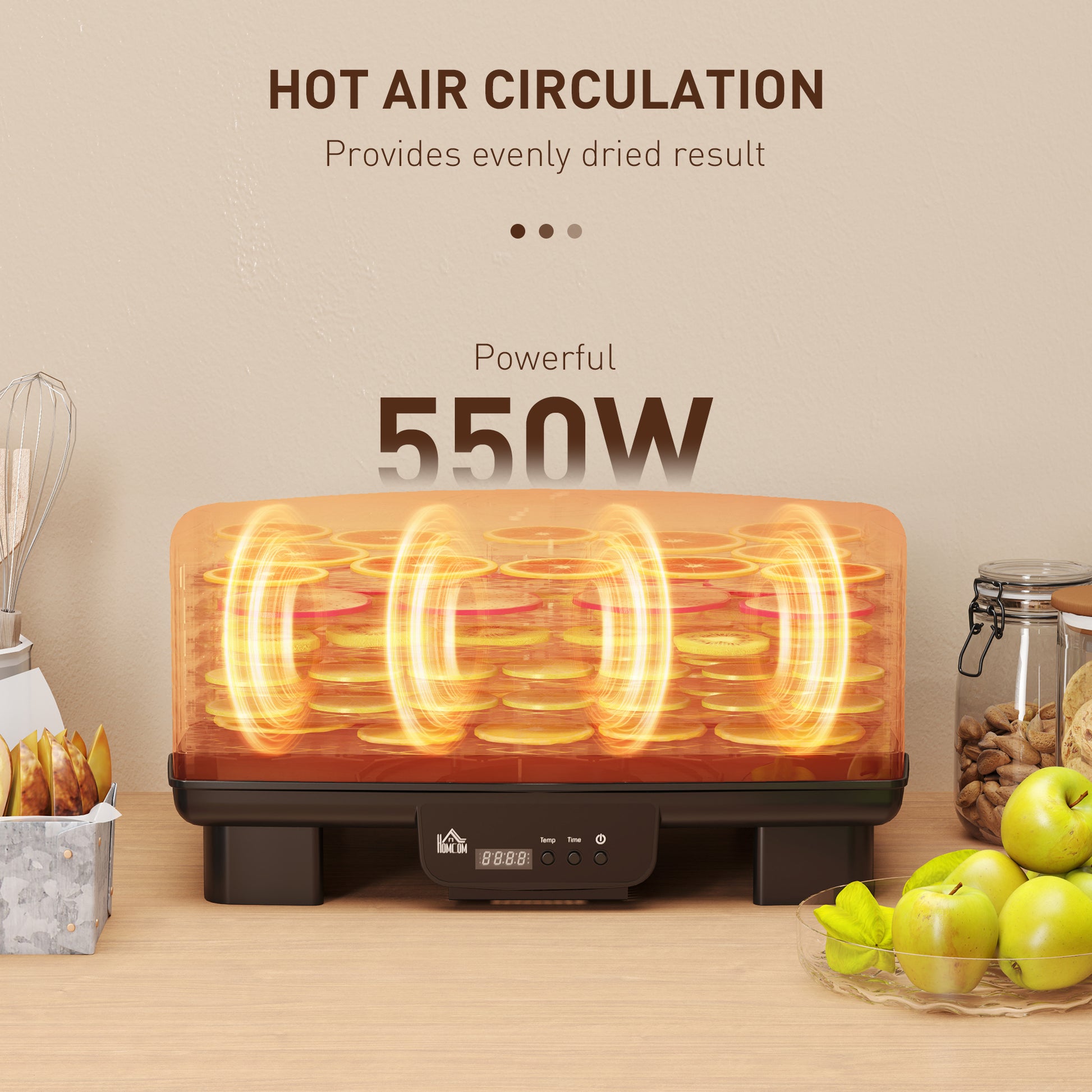 HOMCOM 40-70℃ Six-Tray Food Dehydrator - Black