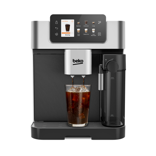 Beko CEG7348X CaffeExperto bean to cup coffee machine - silver, TFT colour touchscreen front view