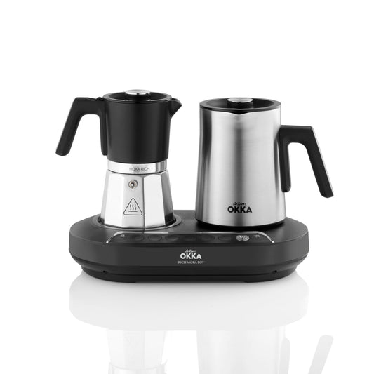 Arzum Okka Rich Moka Pot Turkisk Kaffe och Moka Maker, Velvetiser, Mjölkskummare