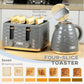 HOMCOM Kettle and Toaster Sets, 3000W 1.7L Rapid Boil Kettle & 4 Slice Toaster with 7 Browning Controls, Defrost, Reheat and Crumb Tray, UK Otter thermostat, Grey