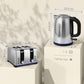 HOMCOM Kettle and Toaster Set, 1.7L 3000W Rapid Boil Jug Kettle with Otter Thermostat, Limescale Filter, 4 Slice Toaster with 7 Browning Controls, Crumb Tray, LED Strip, Silver Tone