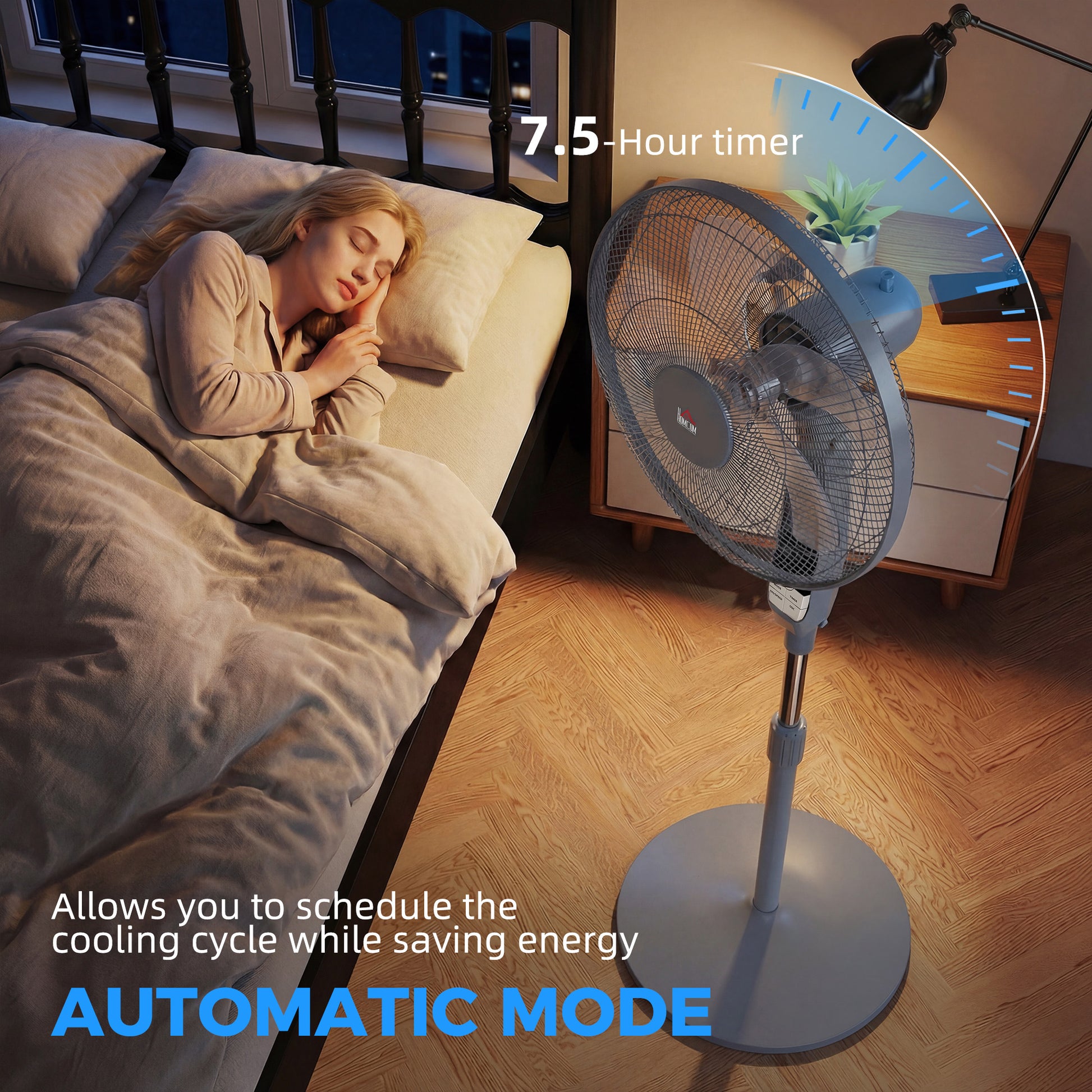 HOMCOM 16in Pedestal Standing Floor Fan, Oscillation Cooling Fan with Remote Control, Grey