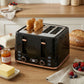 HOMCOM 4 Slice Toaster with 7 Browning Levels, High Lift, Reheat/Defrost/Cancel, Self-centring Function, Removable Crumb Tray, Auto Off, 1600W, Black Honeycomb Texture