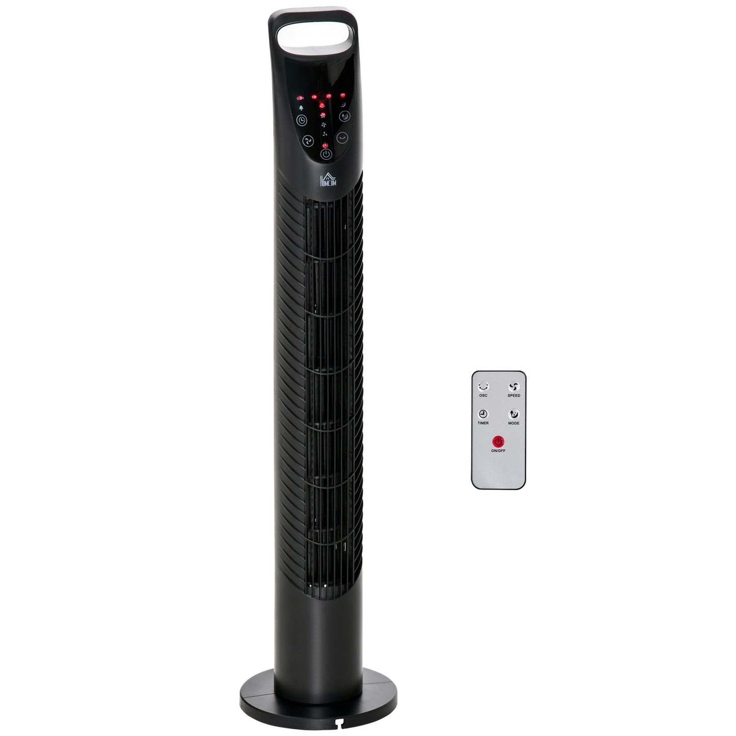 HOMCOM 31 Inch Bladeless Oscillating Tower Fan with 70° Oscillation, Remote Control, 7.5H Timer, 3 Speed 3 Modes, Electric Floor Standing Cooling Fan for Home Bedroom Office, Black