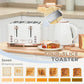 HOMCOM Kettle and Toaster Sets, 3000W 1.7L Rapid Boil Kettle & 4 Slice Toaster with 7 Browning Controls, Defrost, Reheat and Crumb Tray, UK Otter thermostat, Cream White