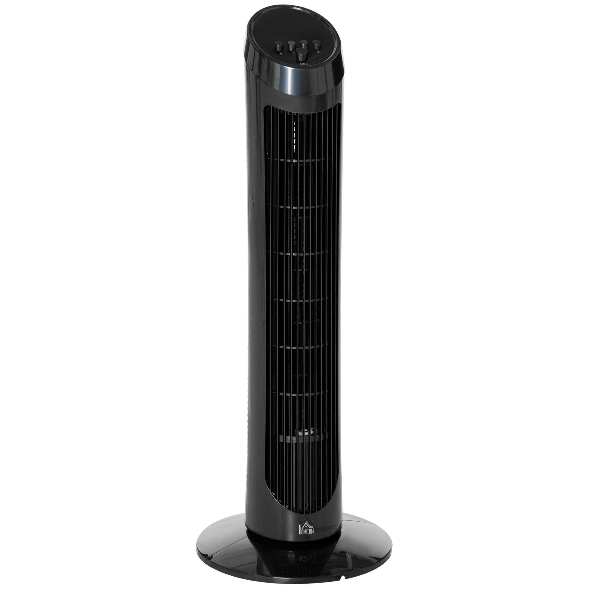 HOMCOM Tower Fan for Bedroom, 30 inch, 6 m/s Powerful Velocity, Standing Floor Fan with 70° Oscillating and 3 Speeds for Home Office Indoor, Black