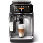 Philips EP5446/70 coffee machine with a glass of coffee on a white background